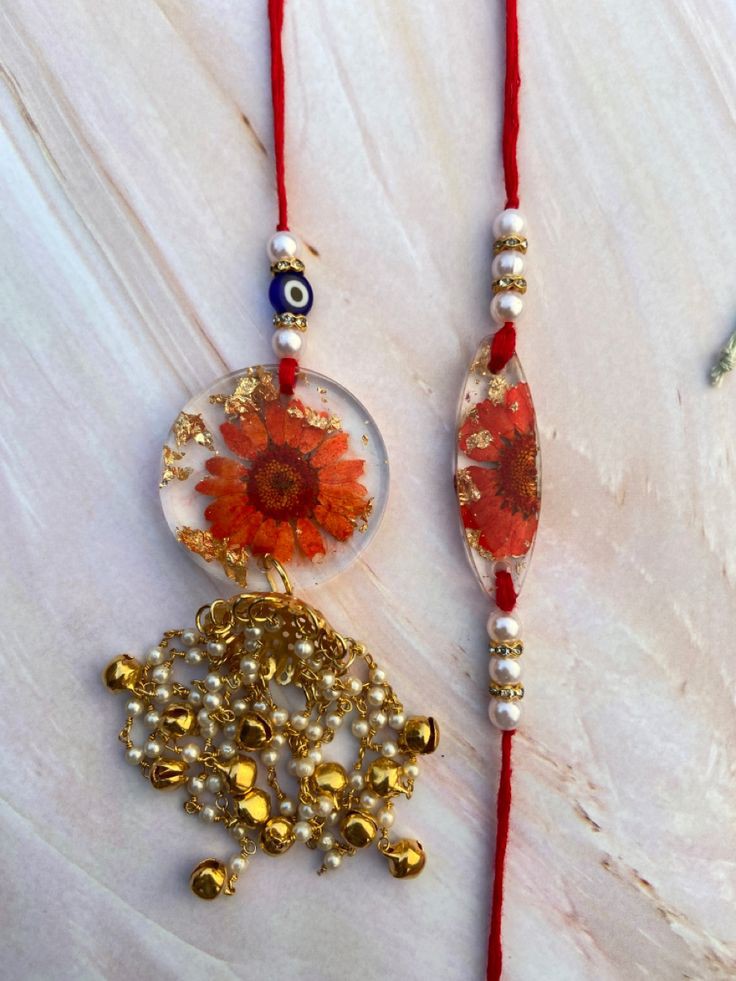 Resin Flower Rakhi Combo