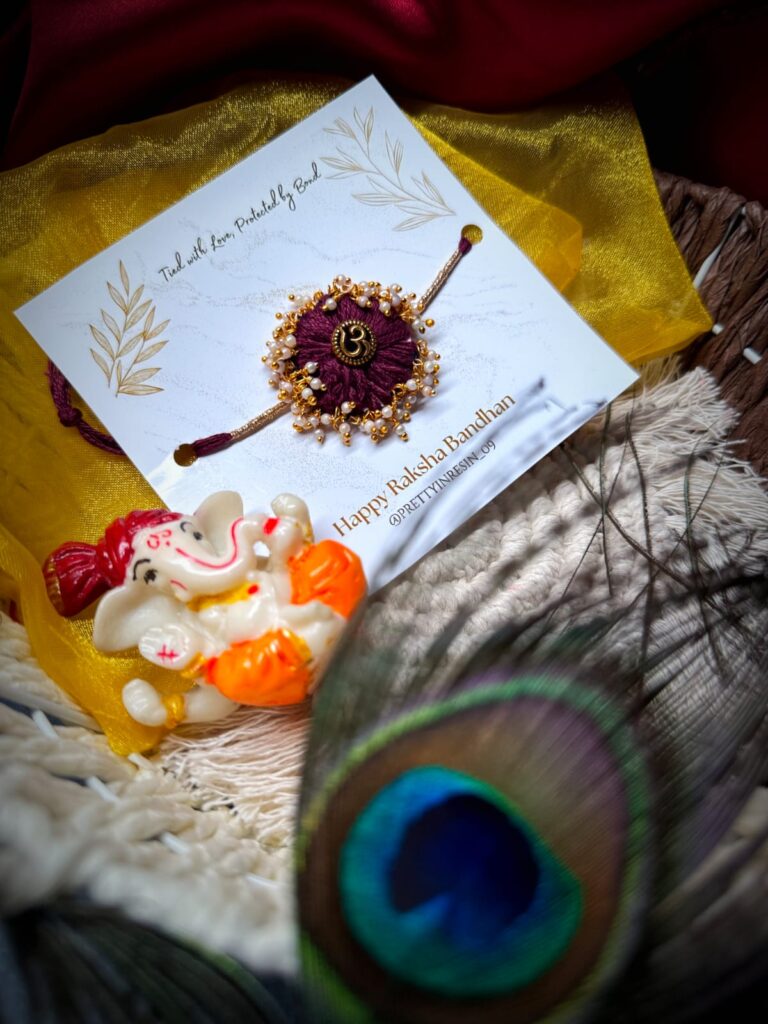 Oxidised Gold Om Rakhi